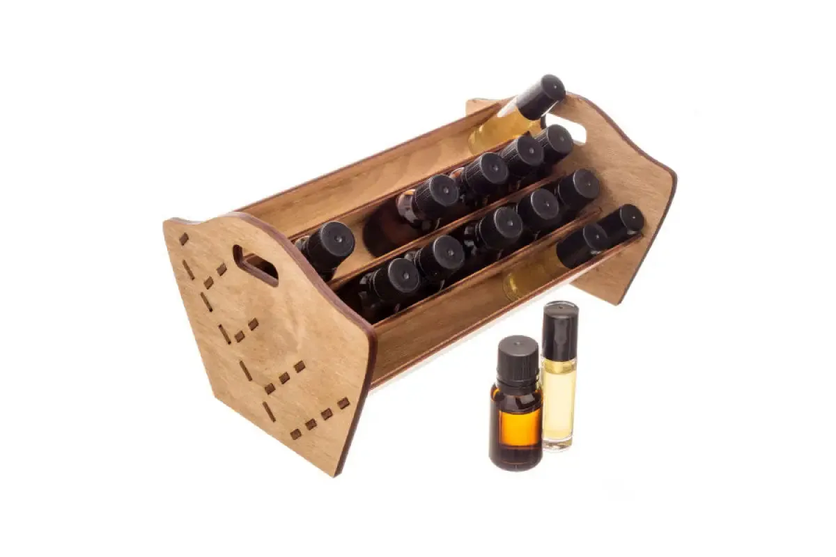 4-Row Natural Wood Counter Rack (Holds 38 Vials)