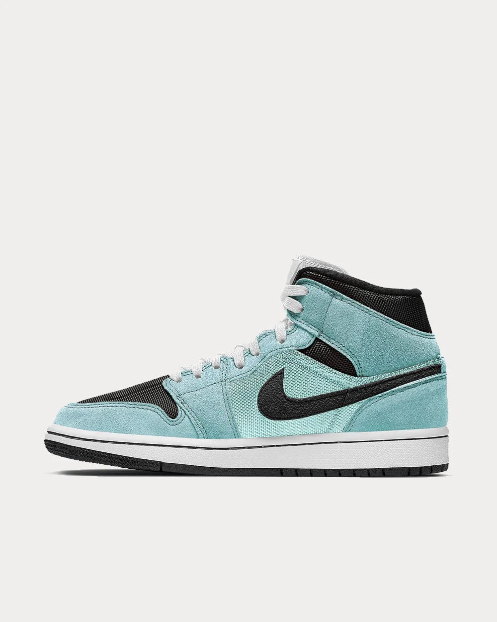 Air Jordan 1 Mid Light Dew / Teal Tint / White / Black High Top Sneakers
