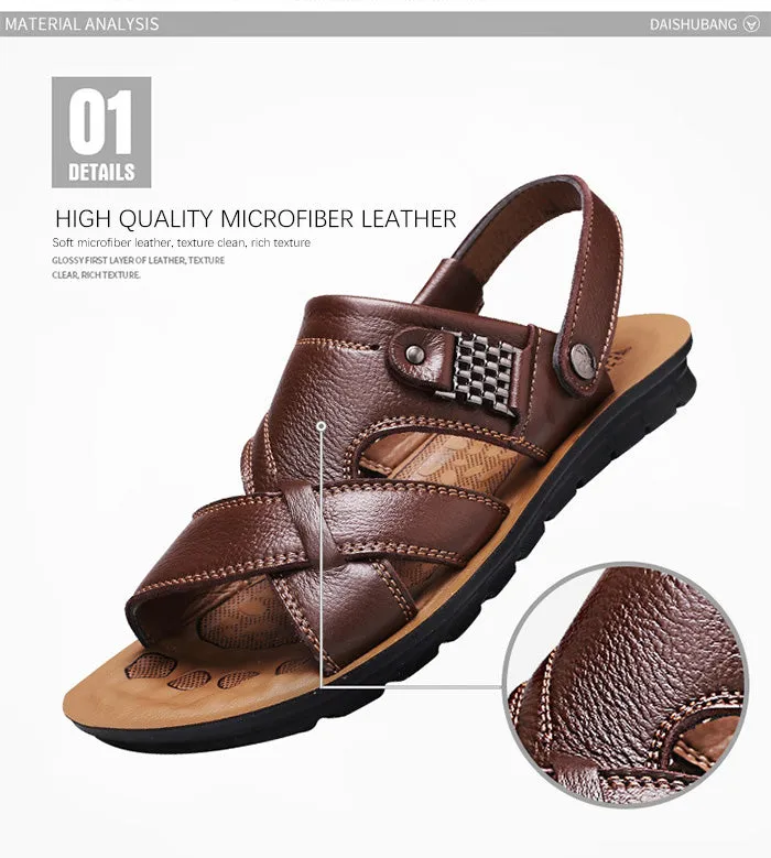 Big Size 48 Men Genuine Leather Sandals Classic Shoes Slippers Soft Sandals