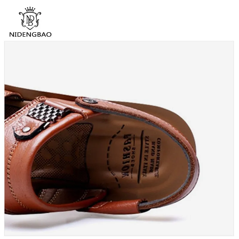Big Size 48 Men Genuine Leather Sandals Classic Shoes Slippers Soft Sandals