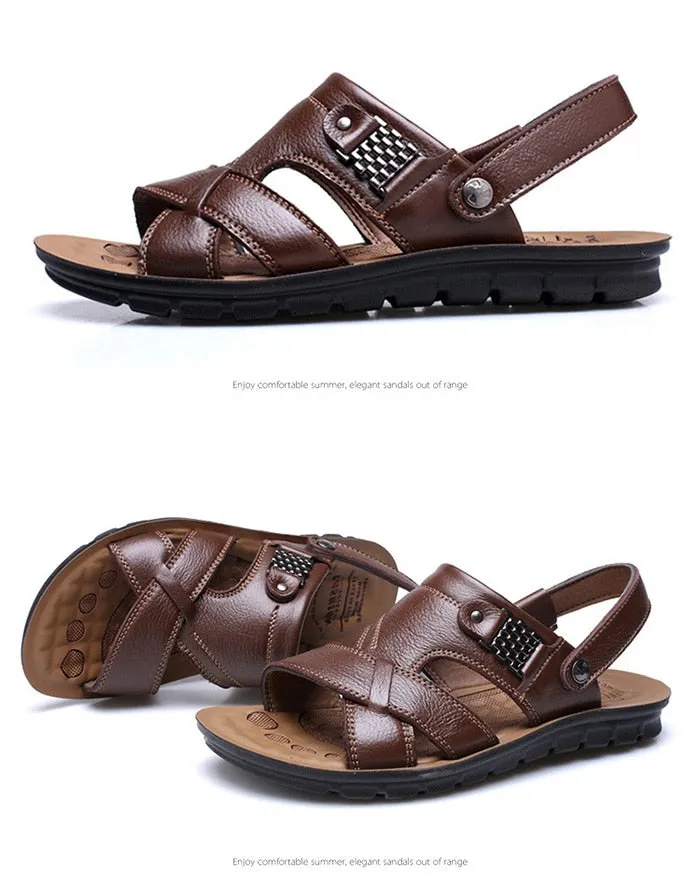 Big Size 48 Men Genuine Leather Sandals Classic Shoes Slippers Soft Sandals