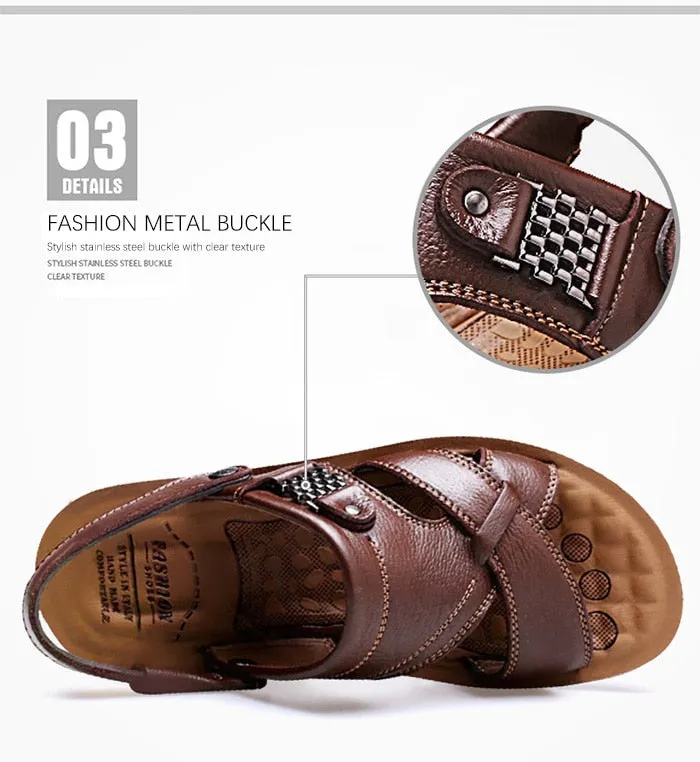 Big Size 48 Men Genuine Leather Sandals Classic Shoes Slippers Soft Sandals