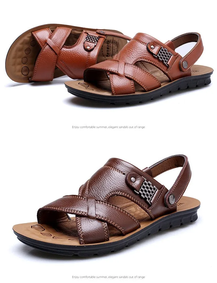 Big Size 48 Men Genuine Leather Sandals Classic Shoes Slippers Soft Sandals
