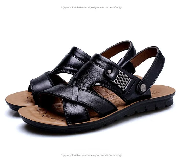 Big Size 48 Men Genuine Leather Sandals Classic Shoes Slippers Soft Sandals