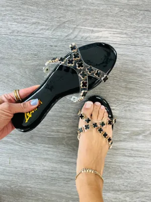Black Feeling It Out Sandals