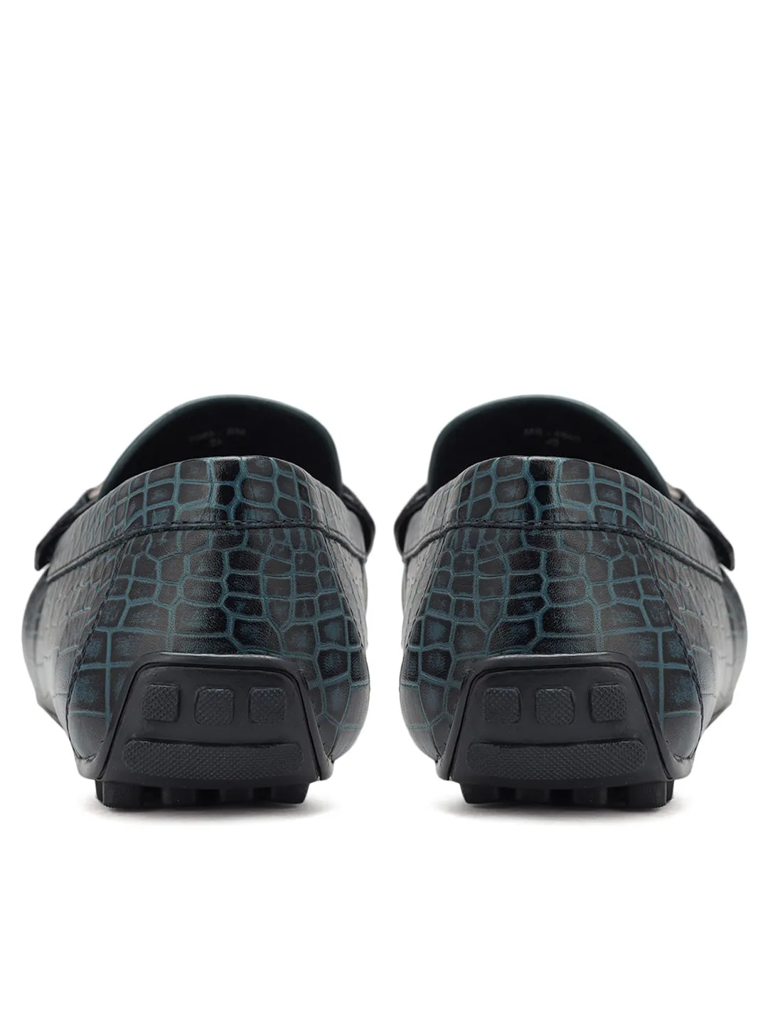 Blue Croco Textured Moccasins