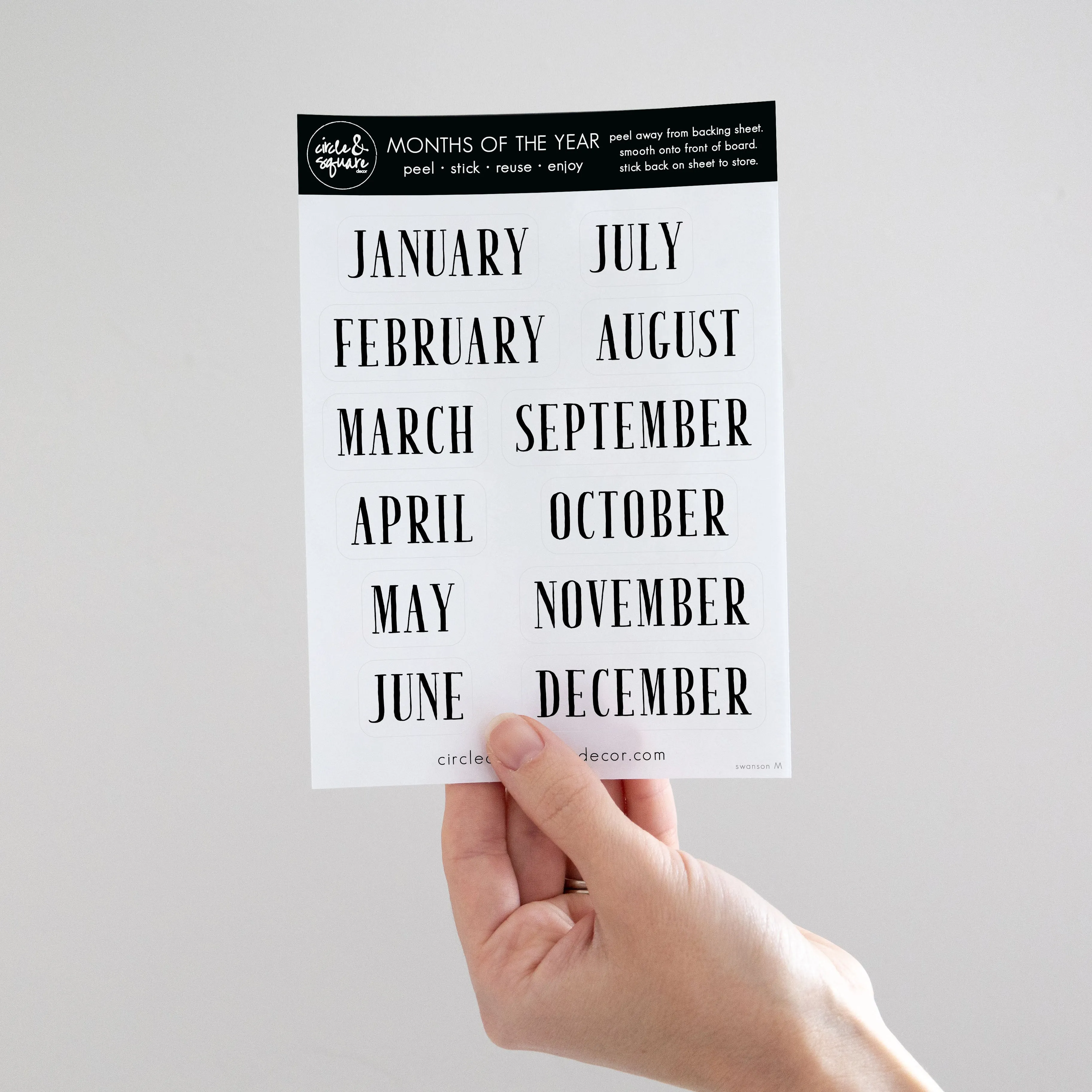Board Stickies Months & Numbers