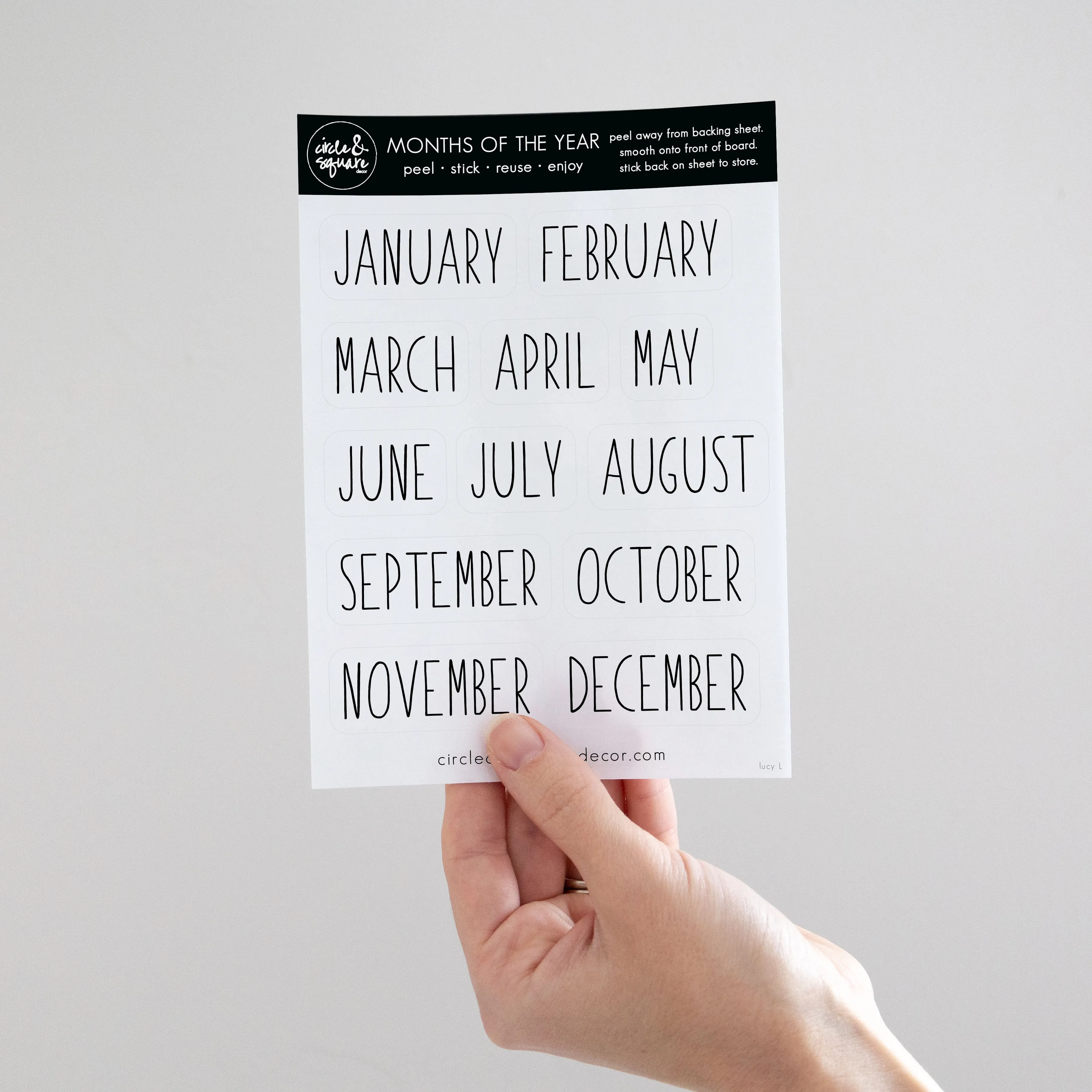 Board Stickies Months & Numbers