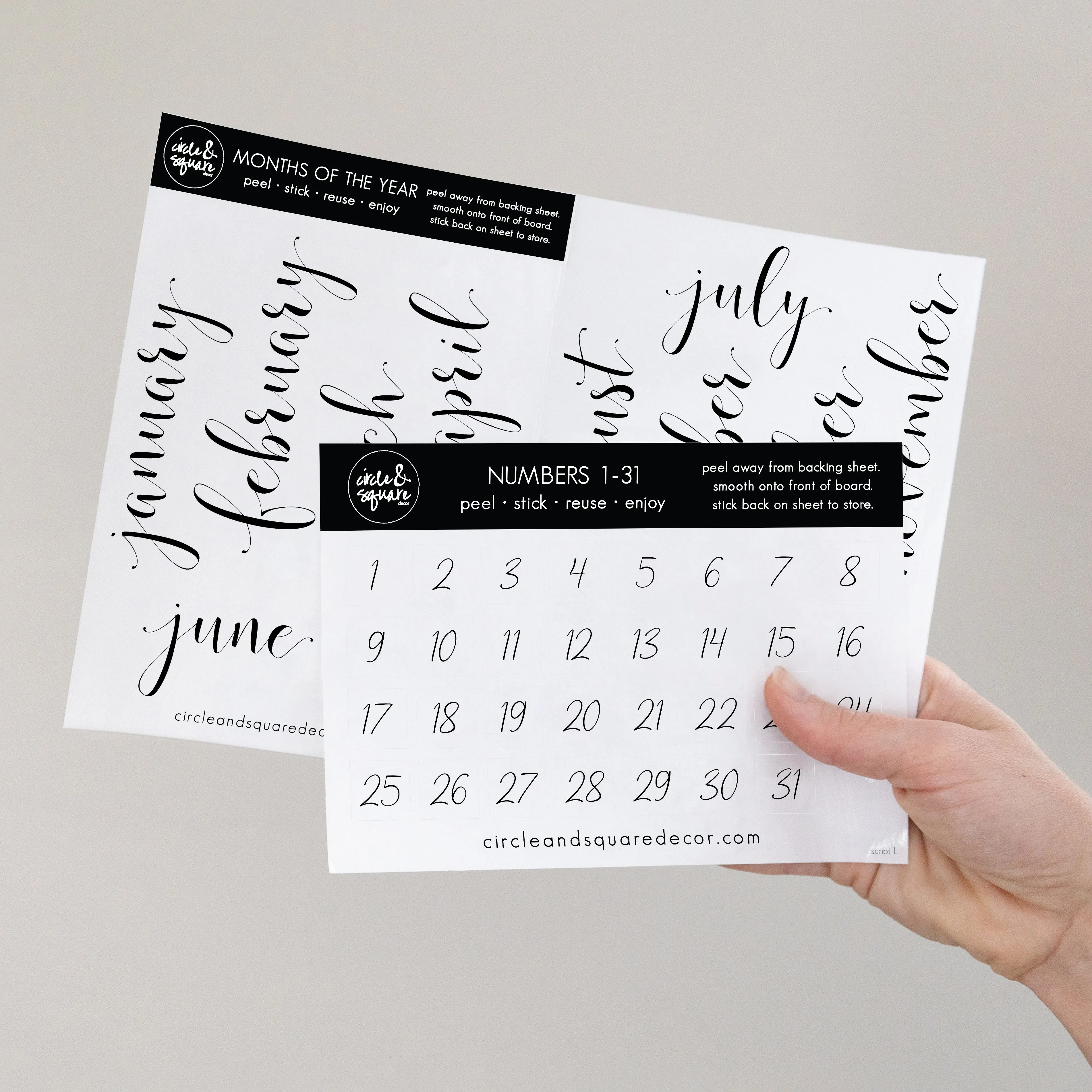 Board Stickies Months & Numbers