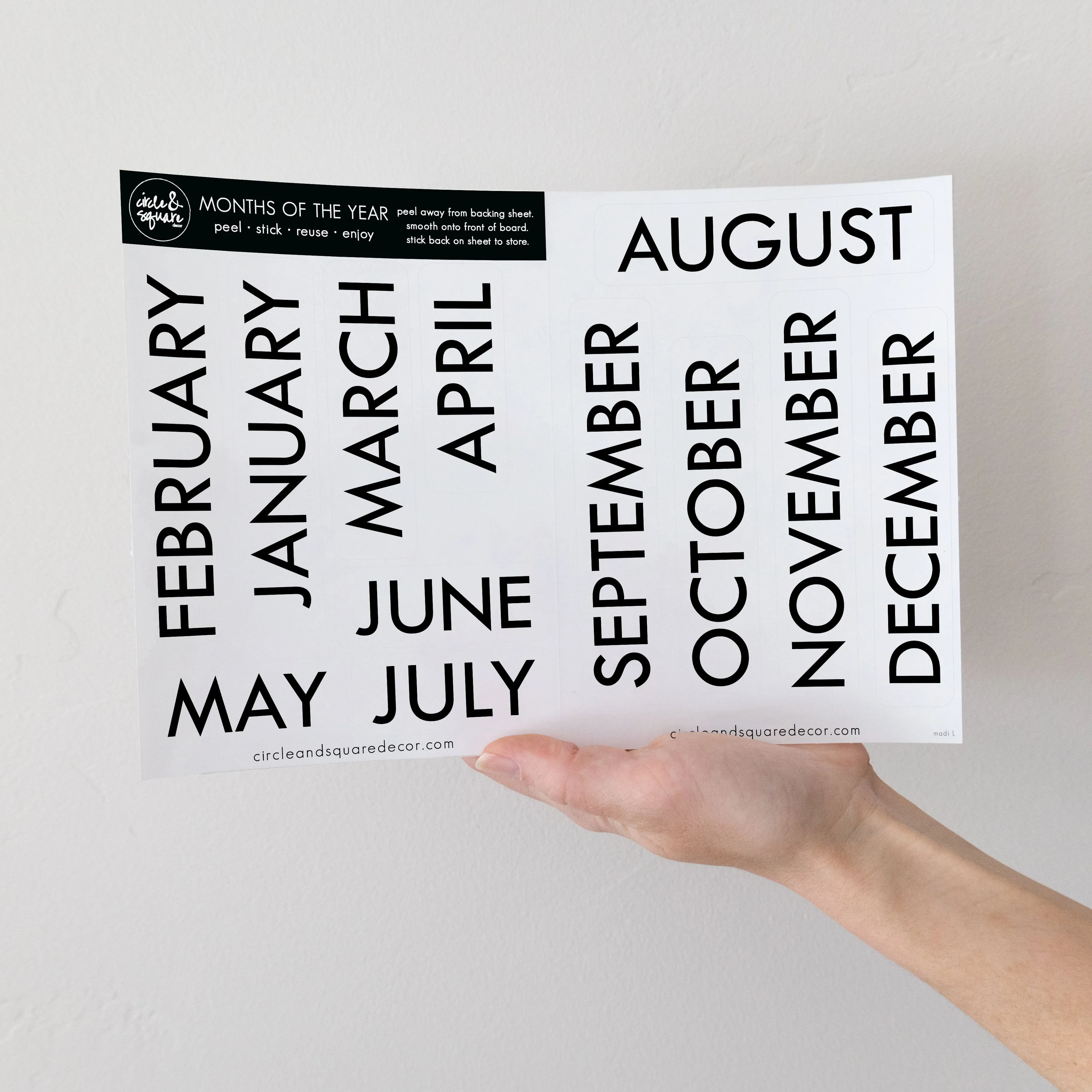 Board Stickies Months & Numbers