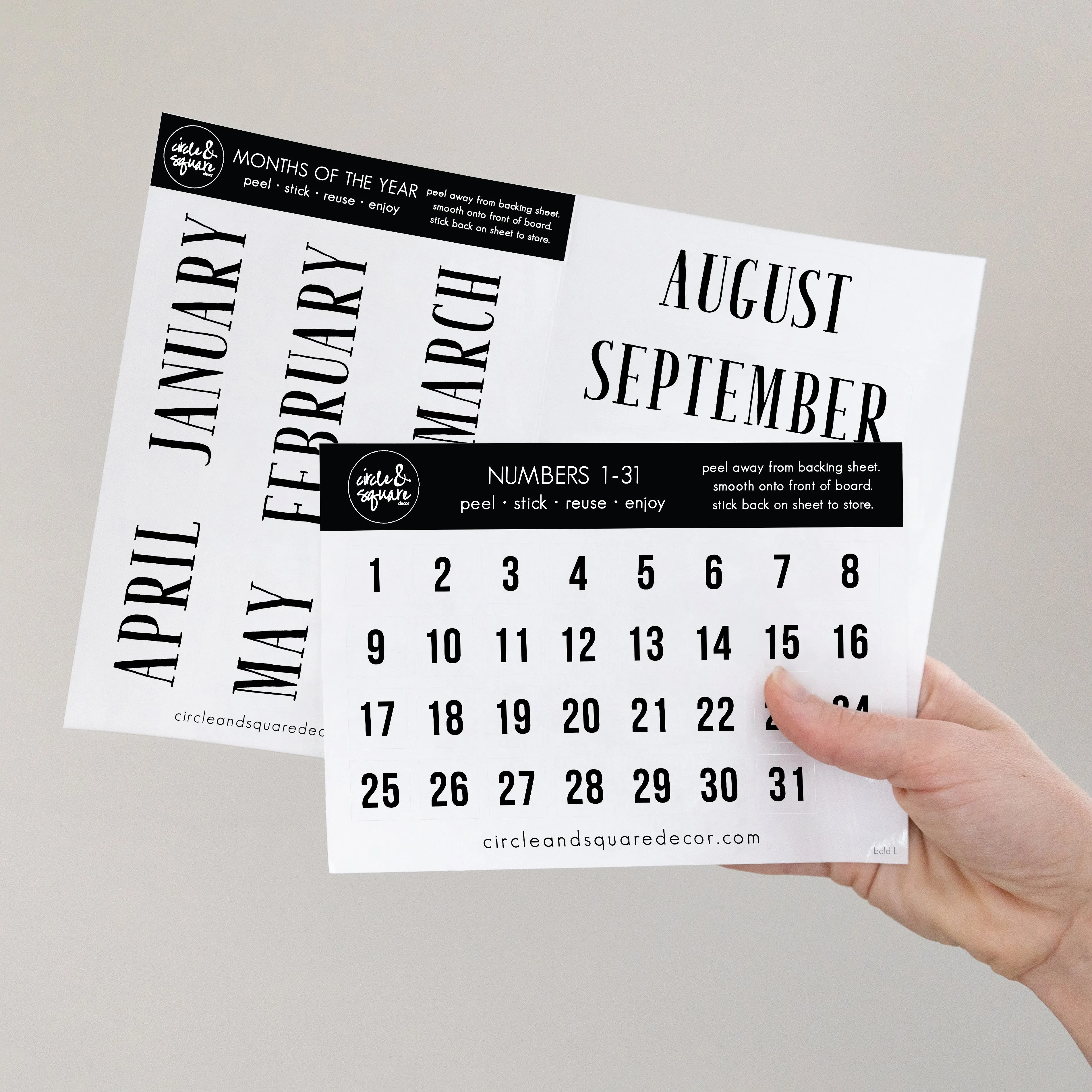 Board Stickies Months & Numbers