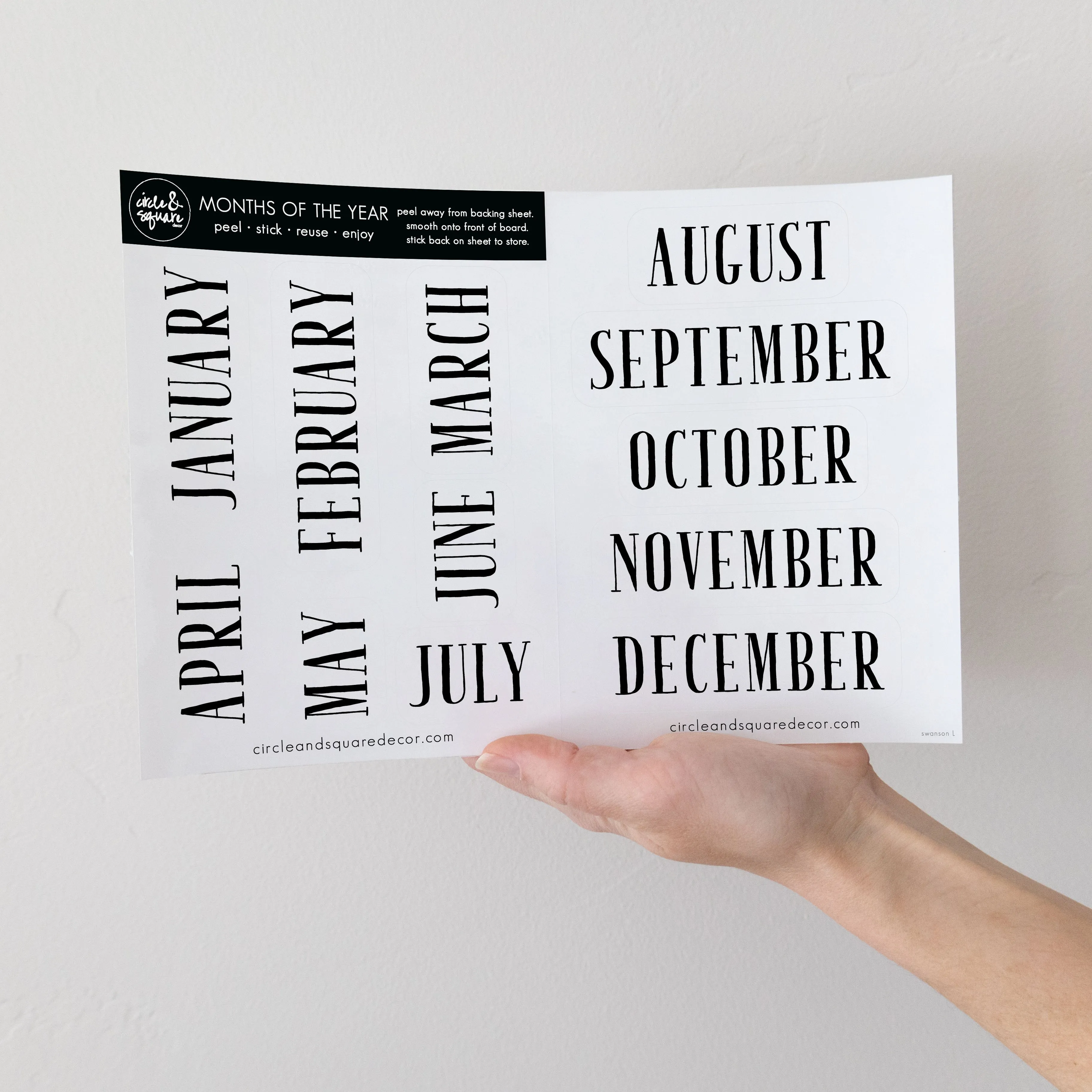 Board Stickies Months & Numbers