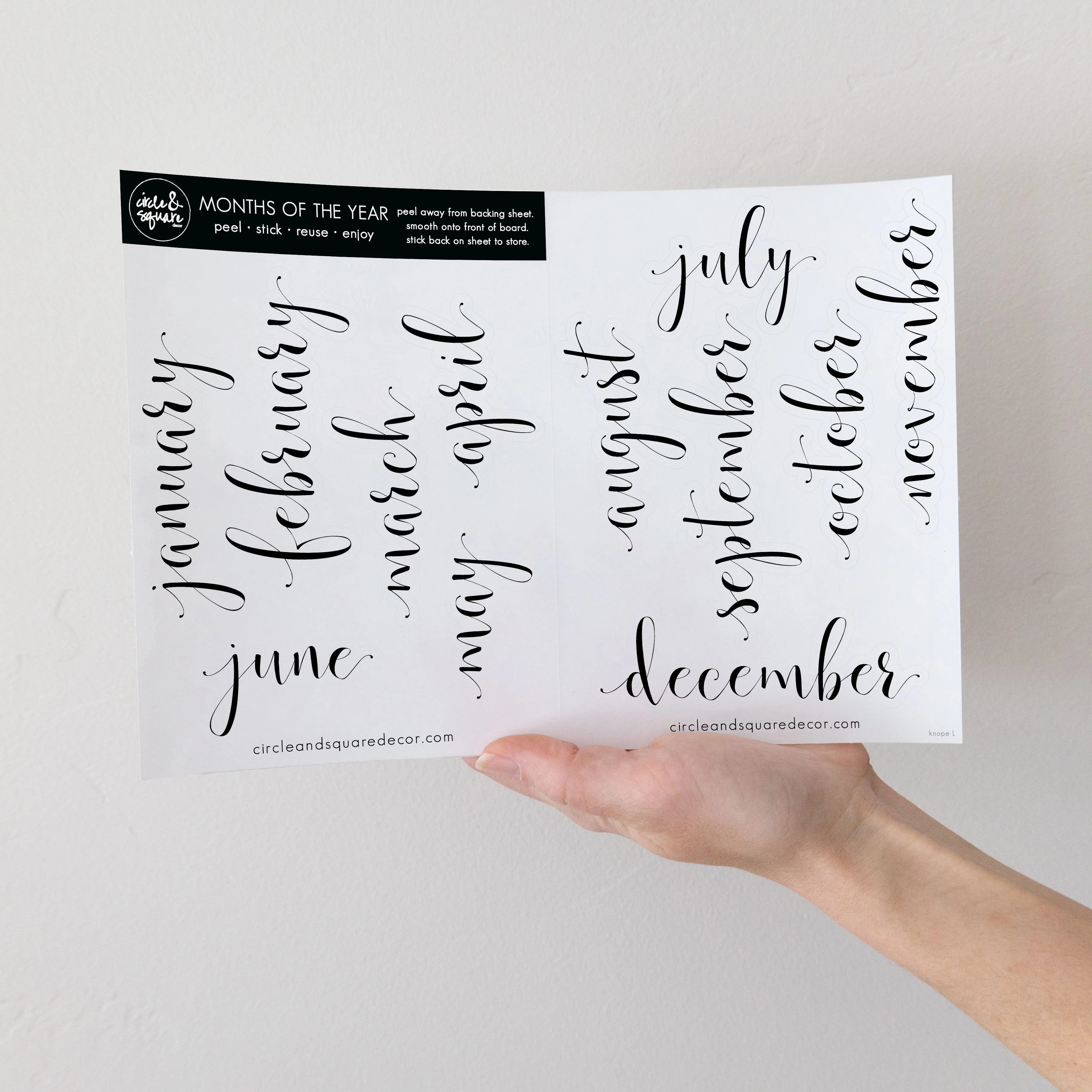 Board Stickies Months & Numbers