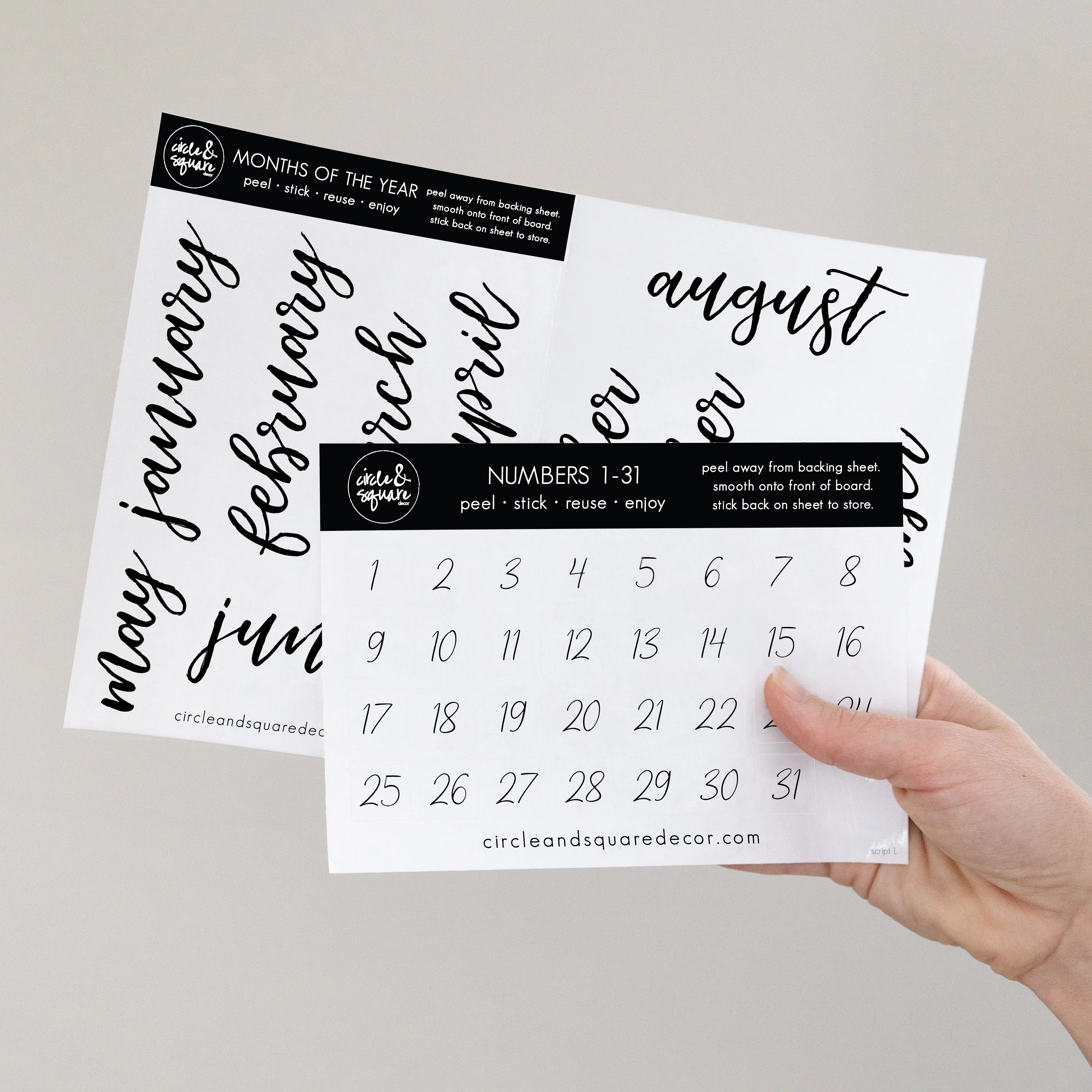 Board Stickies Months & Numbers