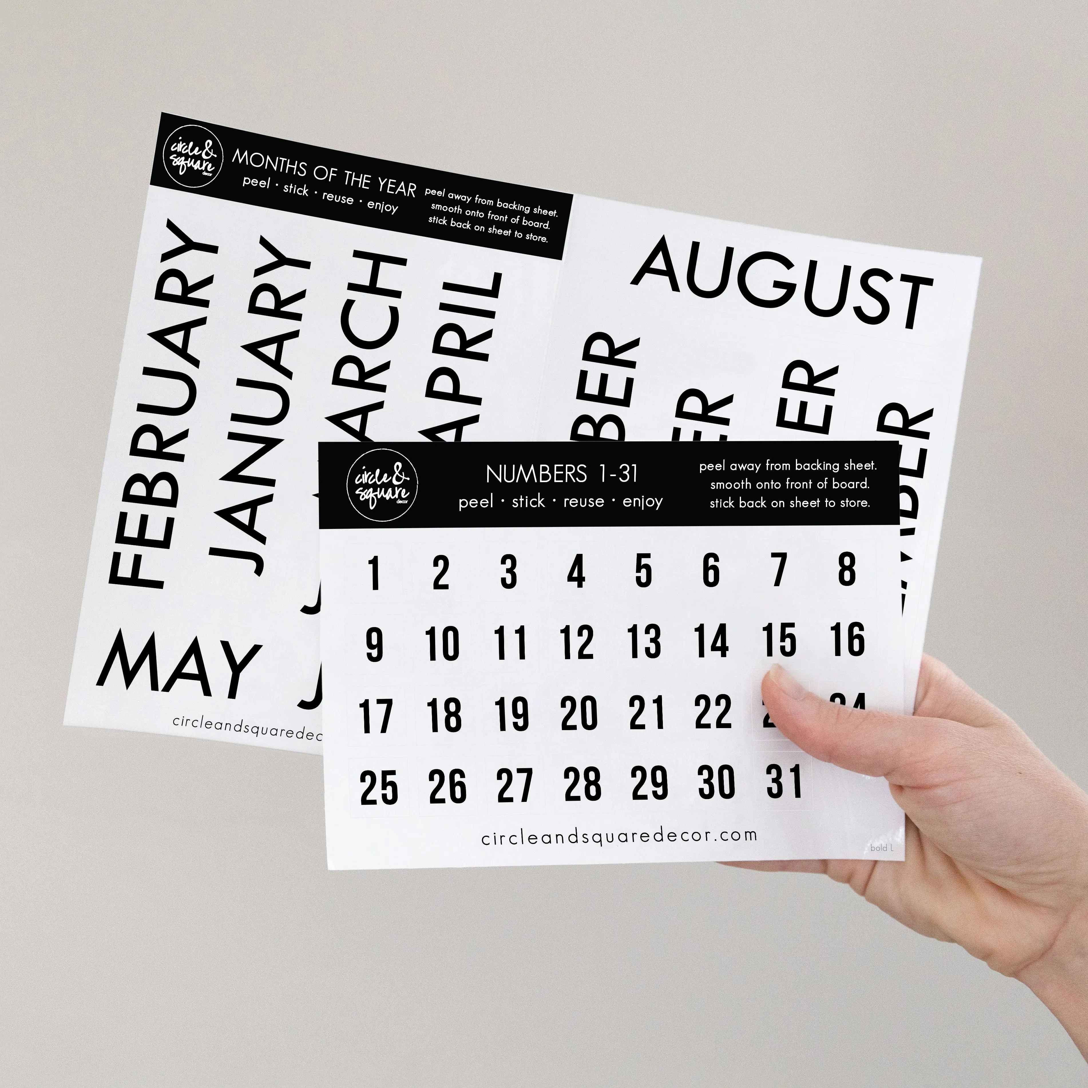 Board Stickies Months & Numbers