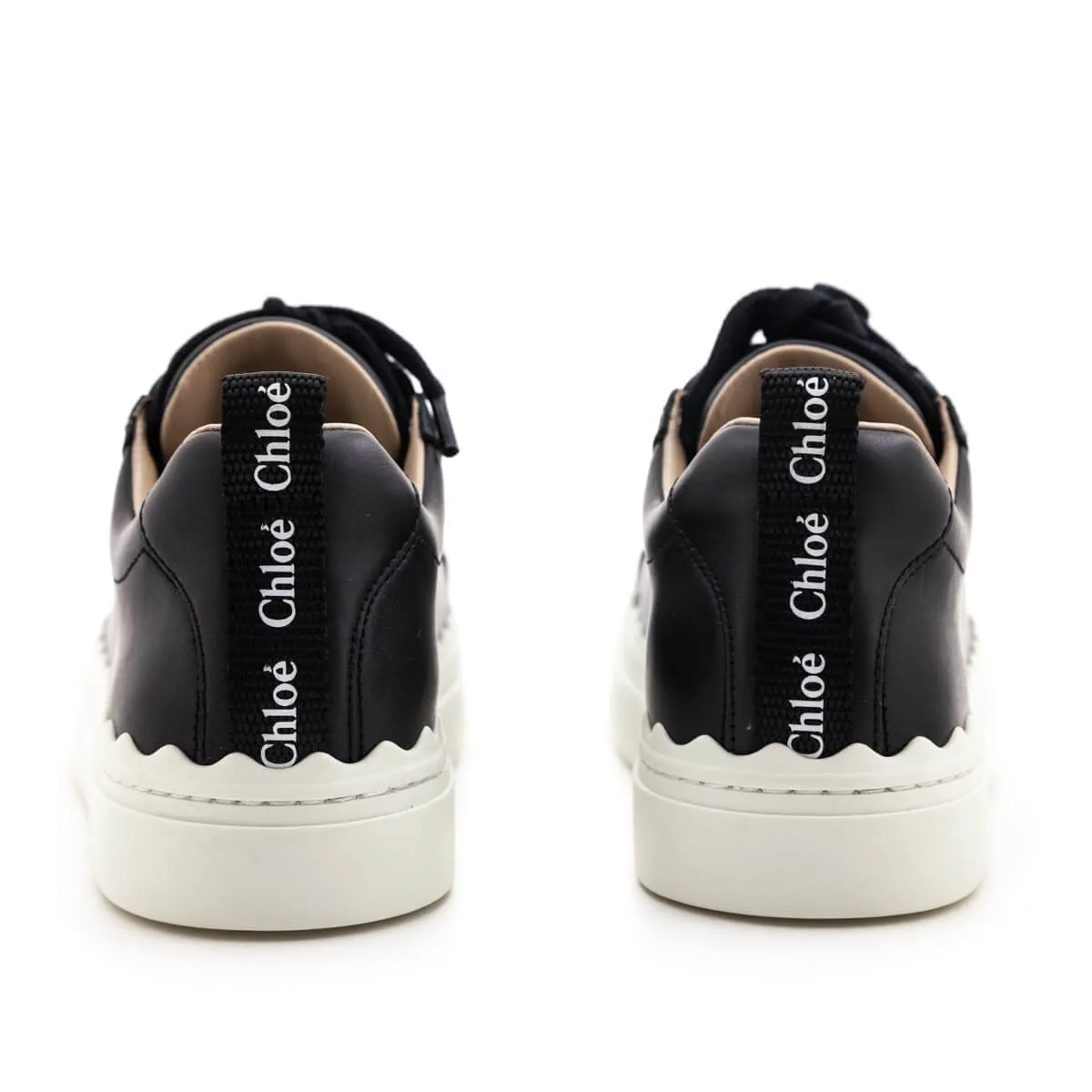 Chloe Black Leather Low Top Lauren Sneakers Size US 6 | EU 36