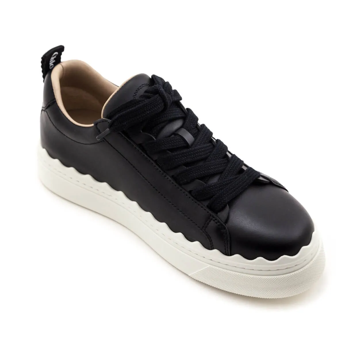 Chloe Black Leather Low Top Lauren Sneakers Size US 6 | EU 36