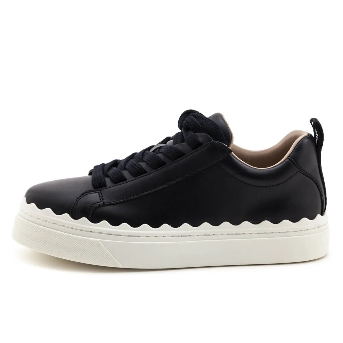 Chloe Black Leather Low Top Lauren Sneakers Size US 6 | EU 36