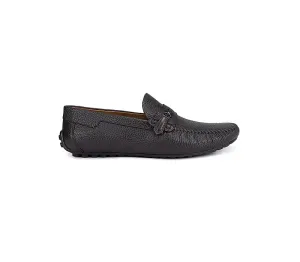 Coffee Textured Moccasins With Zipper Detail