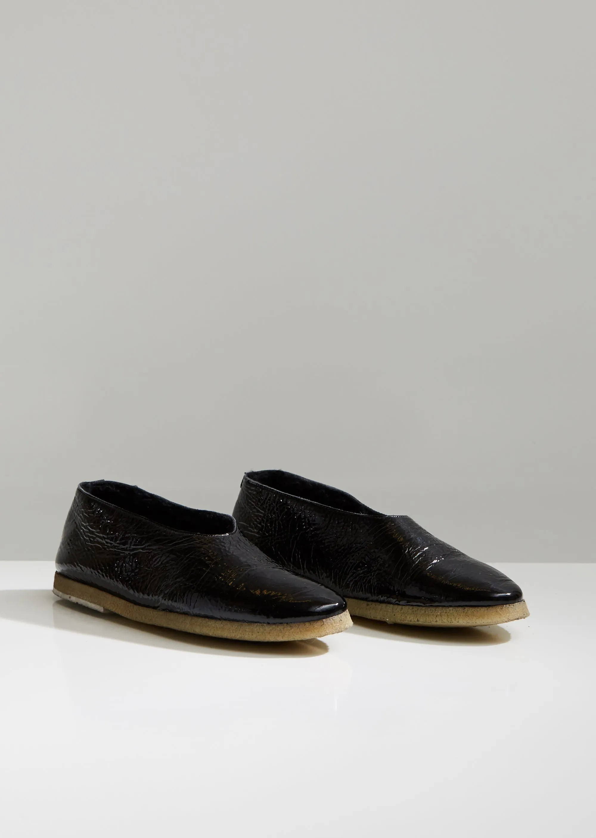 Coltellara Patent Shearling Flats