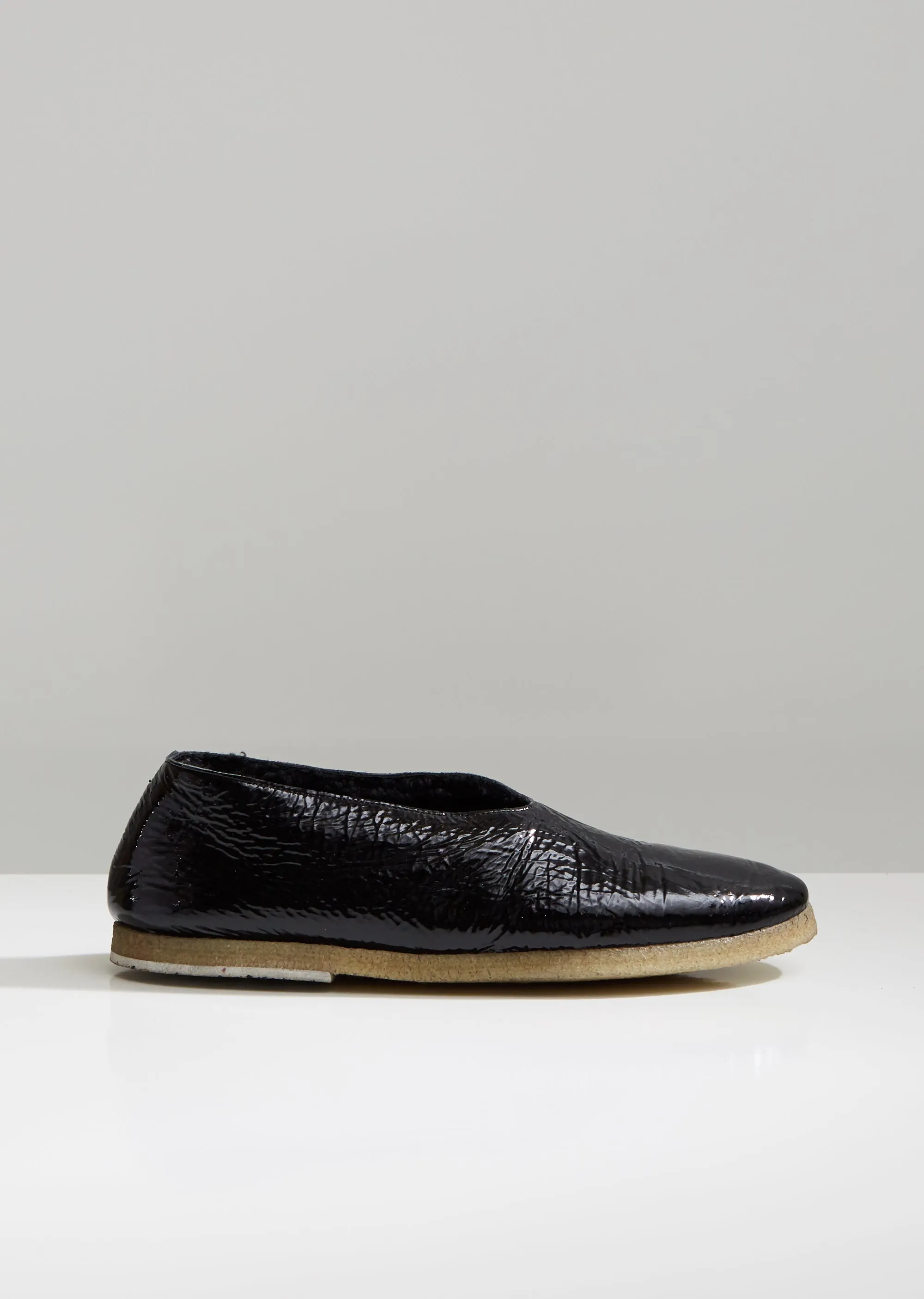 Coltellara Patent Shearling Flats