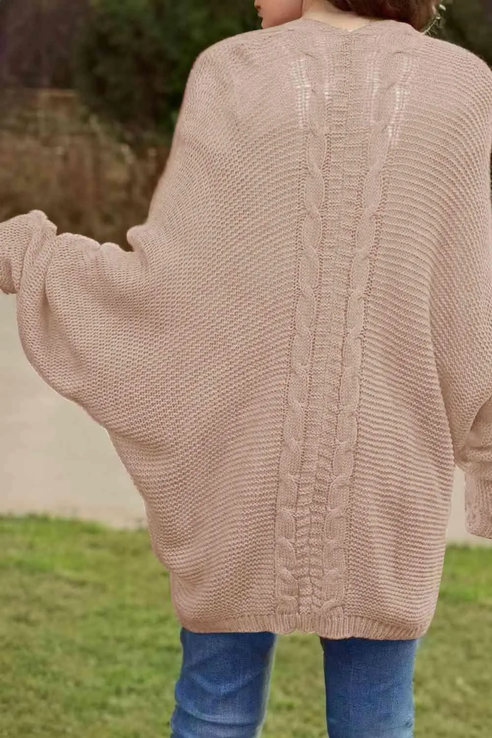 Comfy Chic Cable-Knit Dolman Sleeve Cardigan