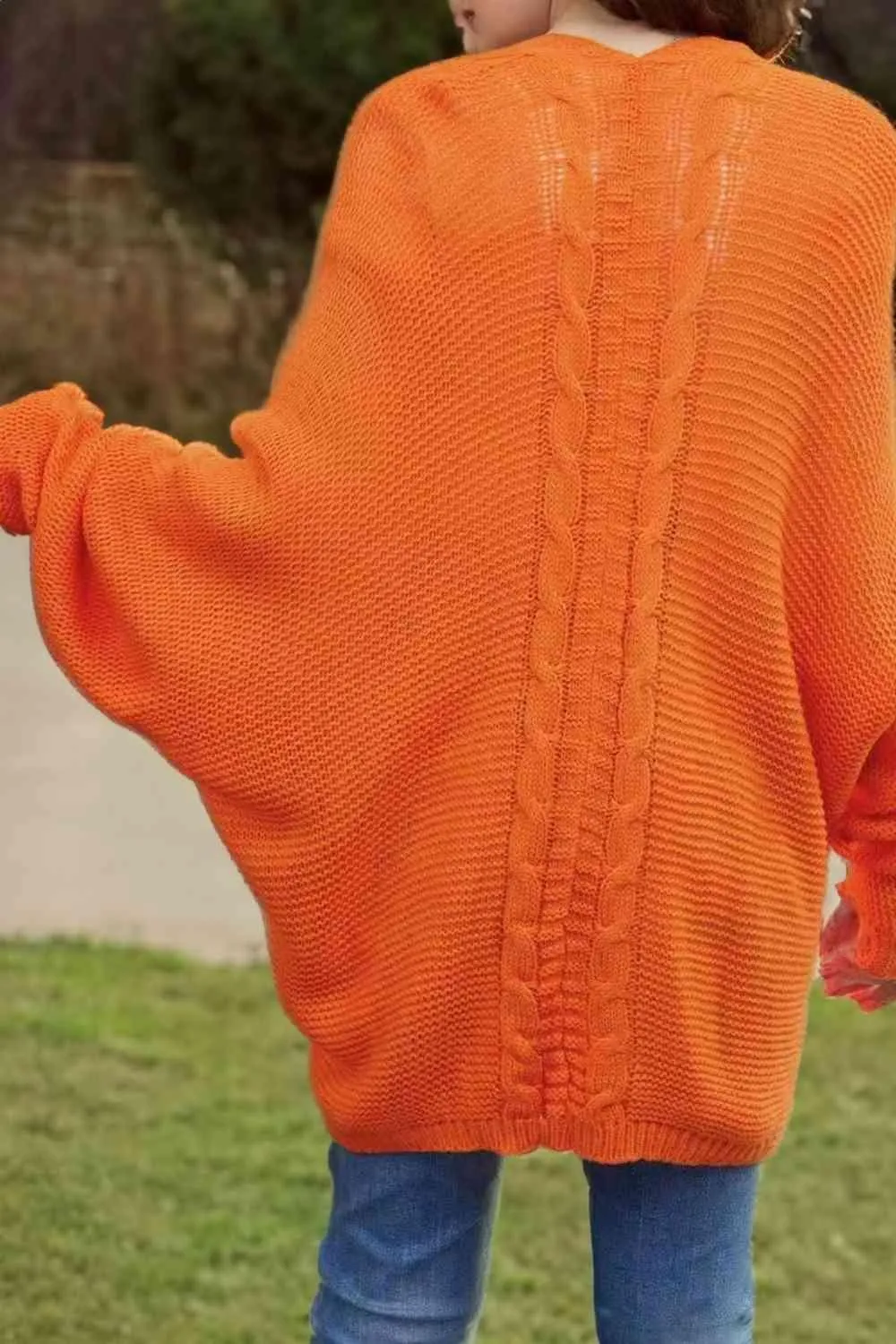 Comfy Chic Cable-Knit Dolman Sleeve Cardigan