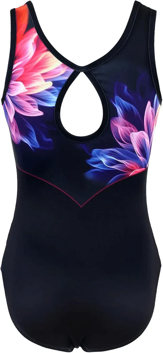 Cosmic Multicolor Floral Gymnastics Leotard with Shorts Set