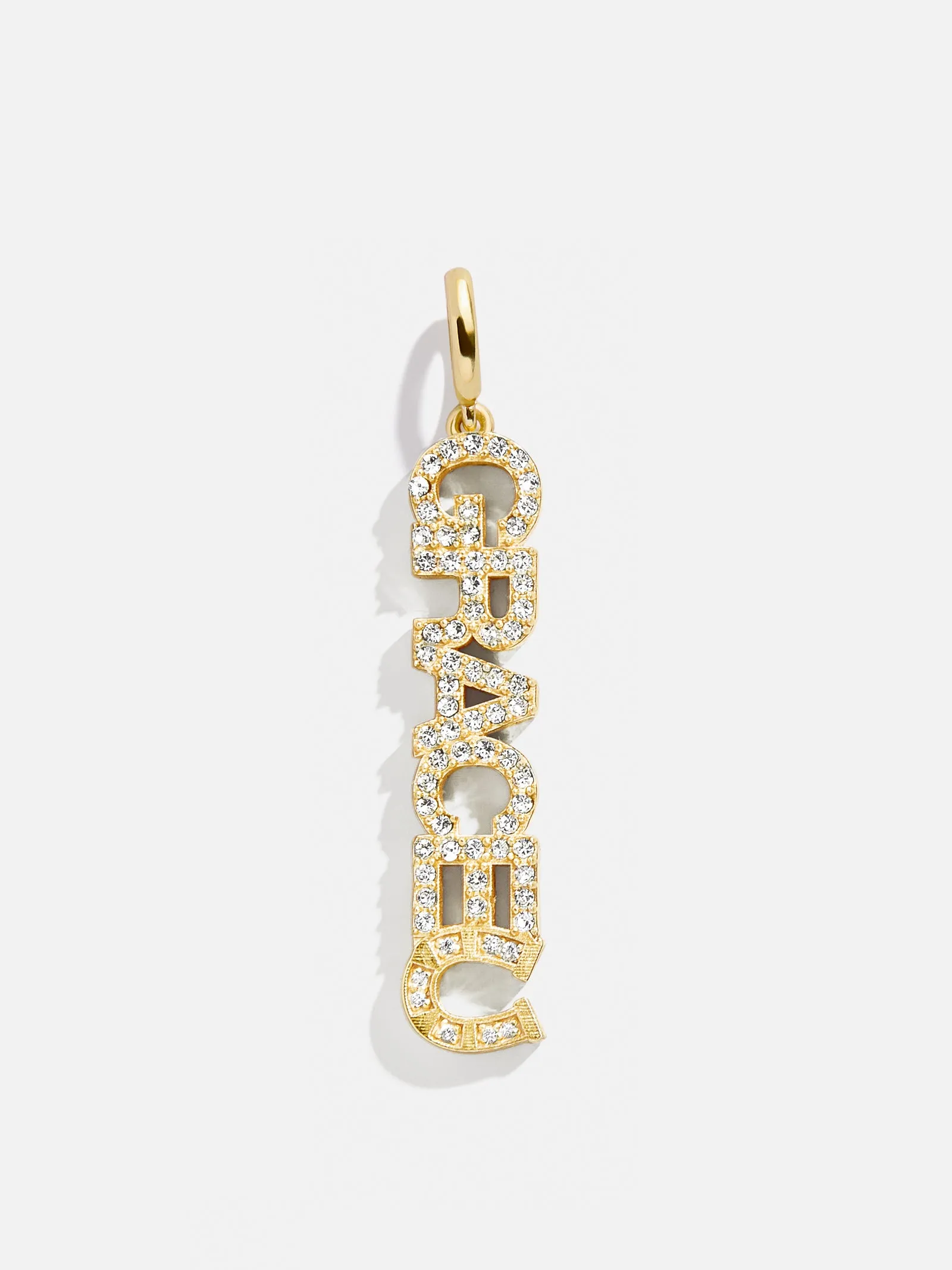 Custom Motif Block Nameplate Charm - Pavé