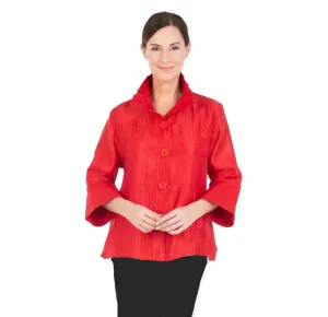 Damee Solid Wide Ball Collar Jacket in Red - 4741-RD