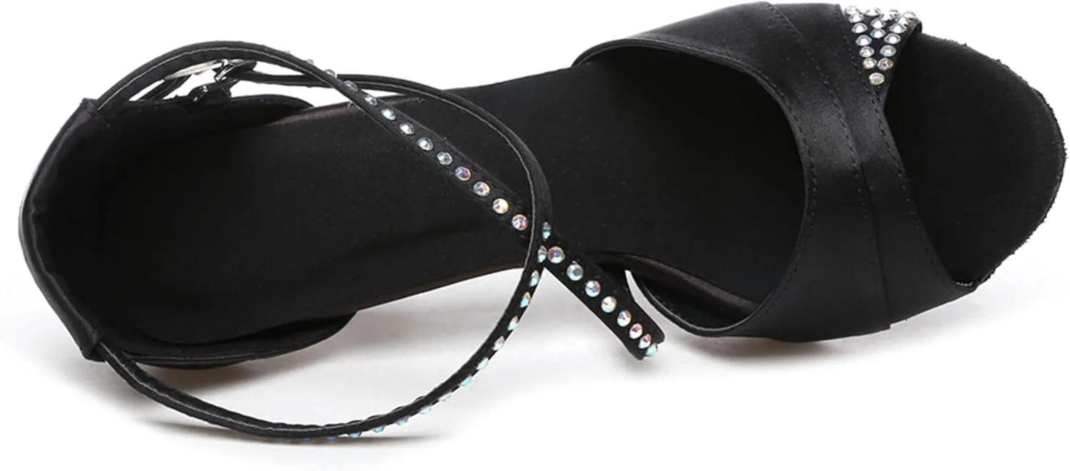 Dance Shoes Latin for Women 3 inch Heel Ballroom Dancing Wedding Party Sandals X037