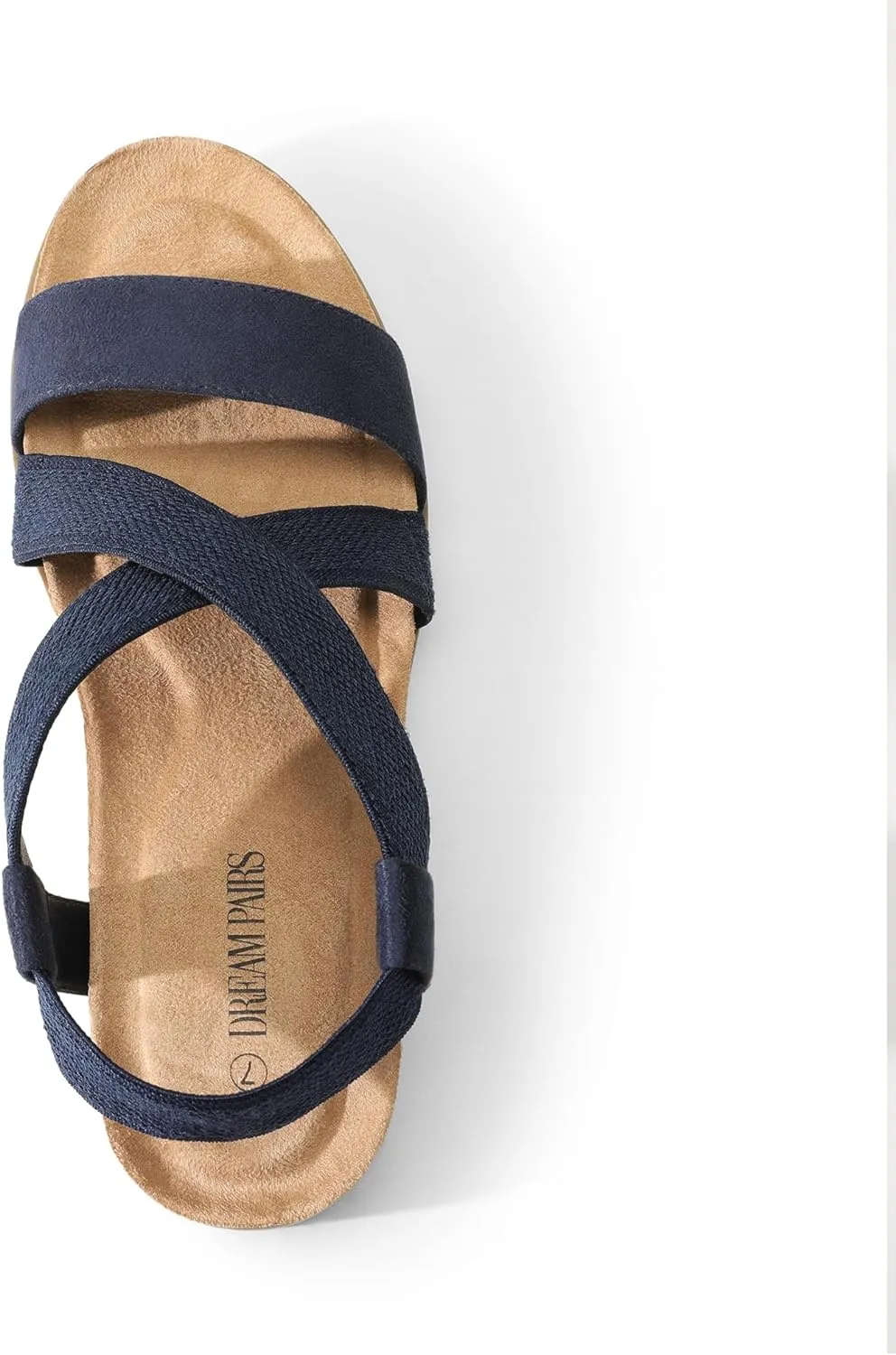 DREAM PAIRS Women's Comfortable Low Wedge Sandals, Open Toe Slip On Strappy Flat Sandals with Elastic Ankle Strap