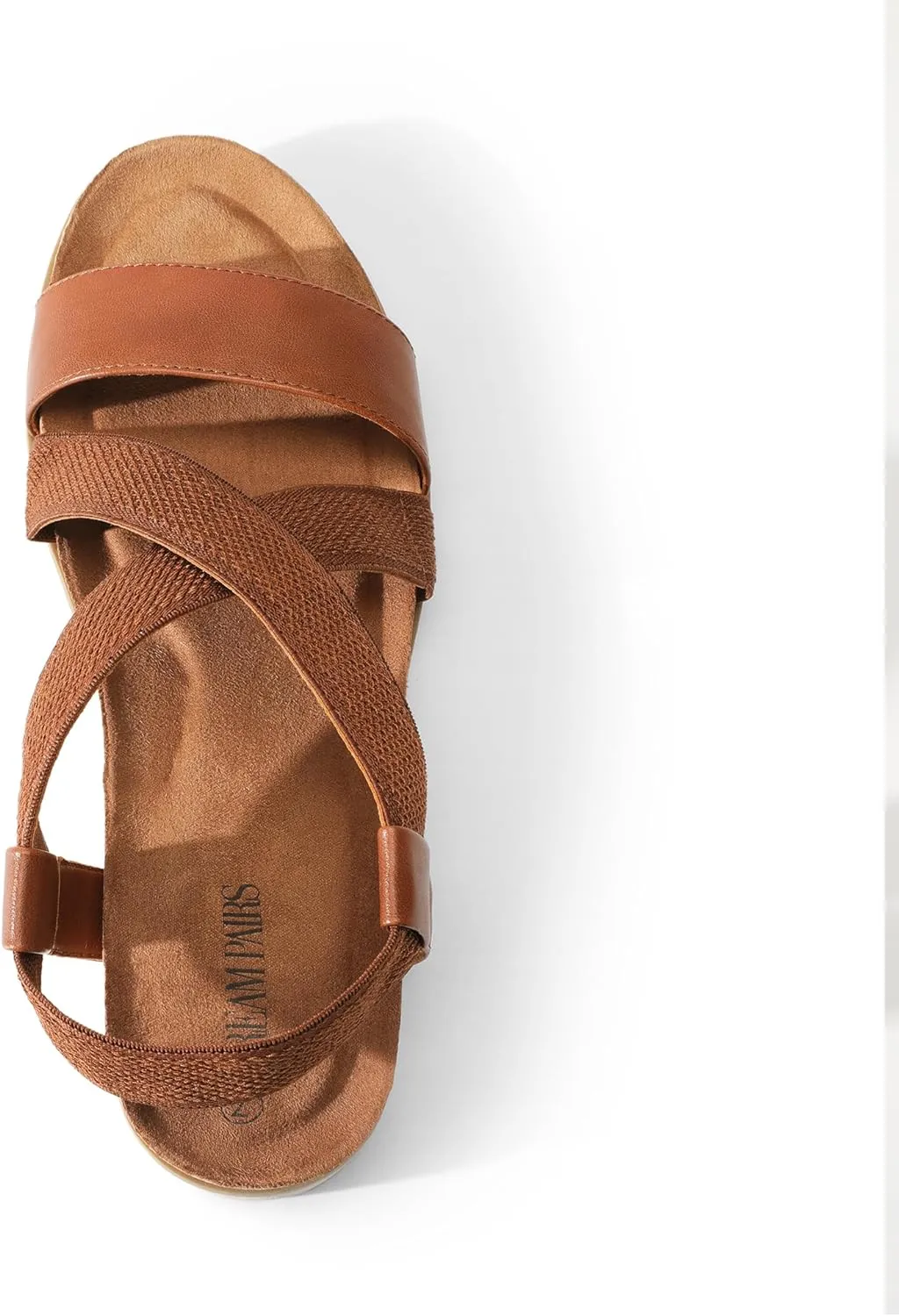 DREAM PAIRS Women's Comfortable Low Wedge Sandals, Open Toe Slip On Strappy Flat Sandals with Elastic Ankle Strap