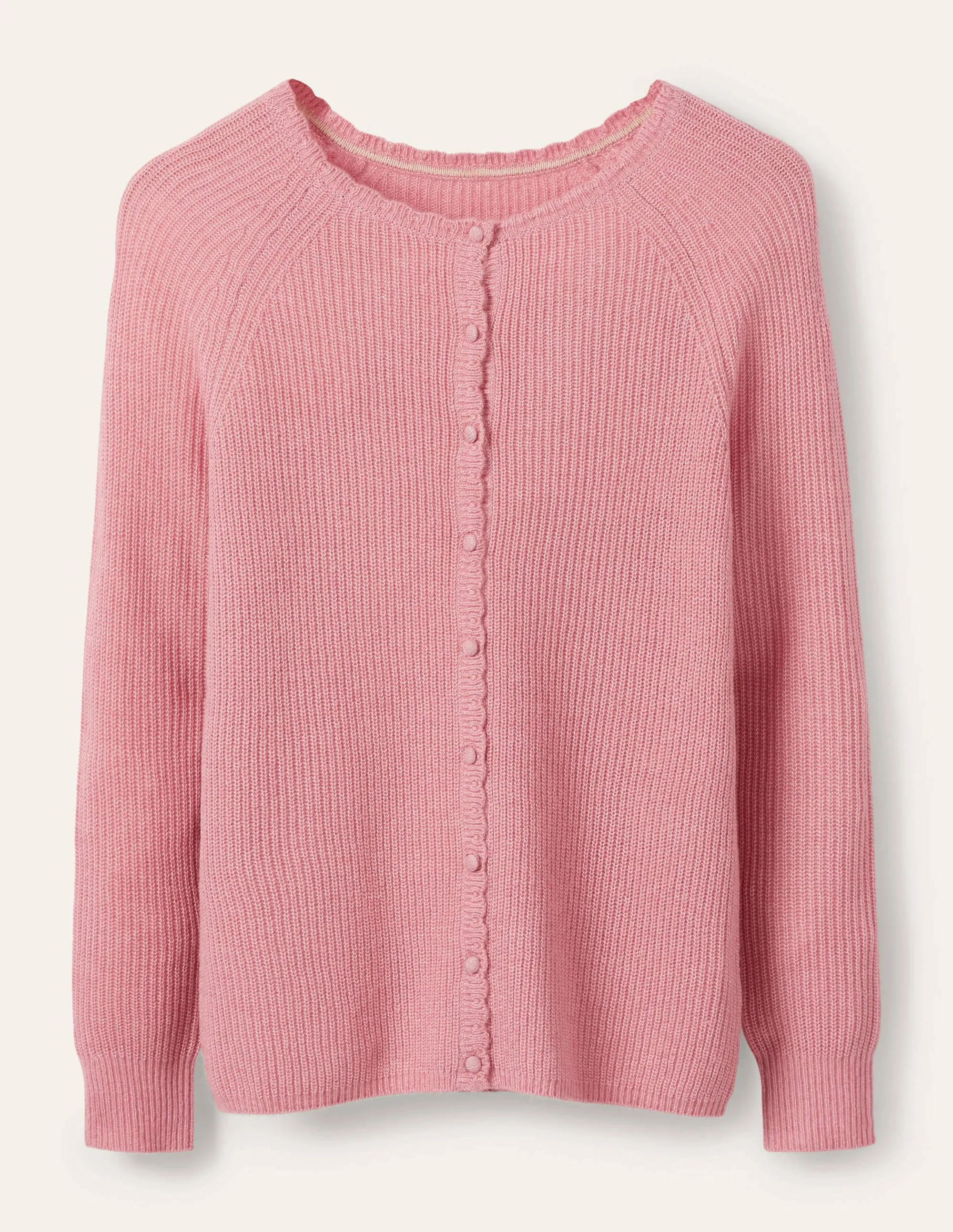 Ella Scallop Fluffy Cardigan-Formica Pink