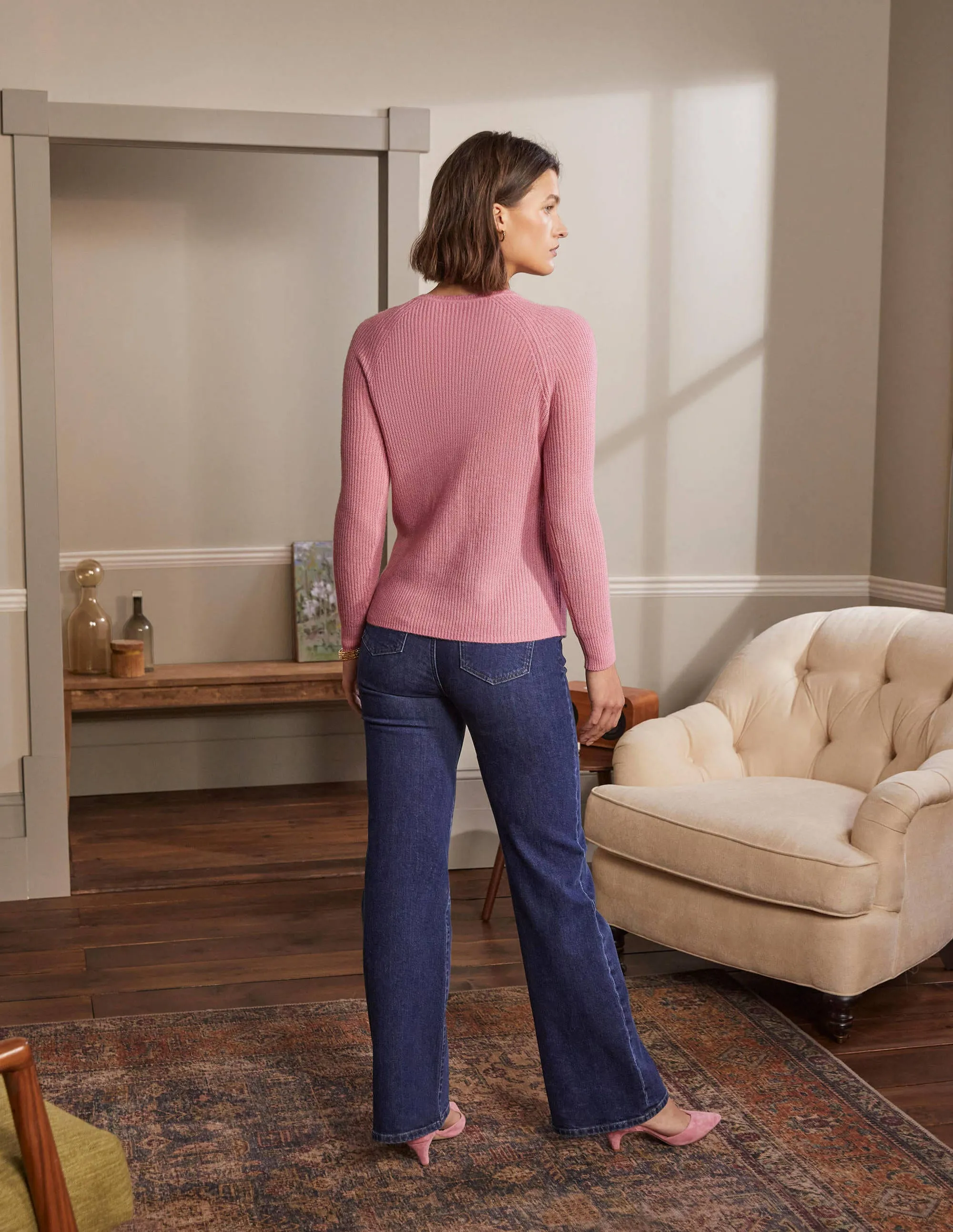 Ella Scallop Fluffy Cardigan-Formica Pink