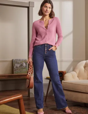 Ella Scallop Fluffy Cardigan-Formica Pink