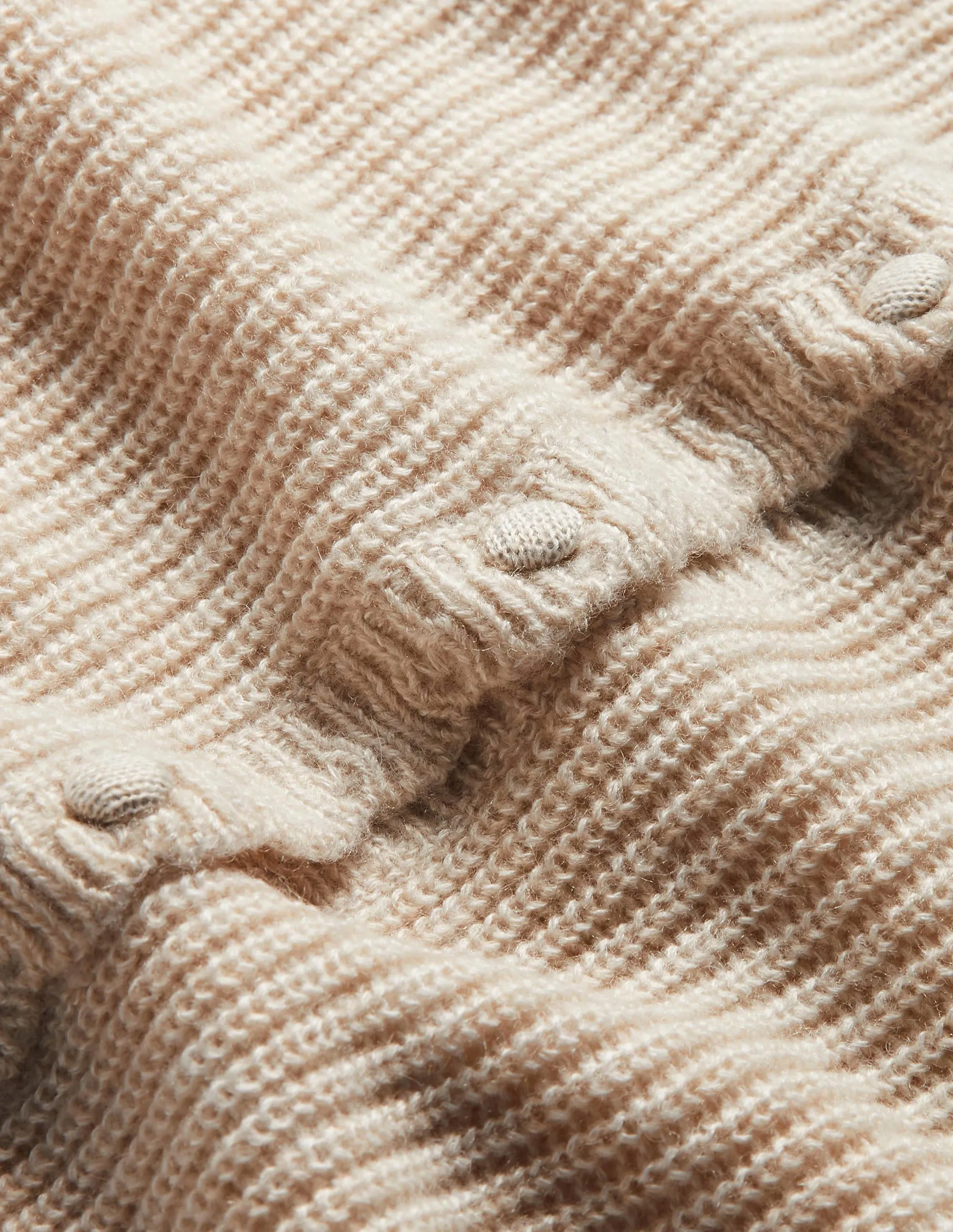 Ella Scallop Fluffy Cardigan-Oatmeal Melange