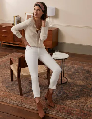 Ella Scallop Fluffy Cardigan-Oatmeal Melange