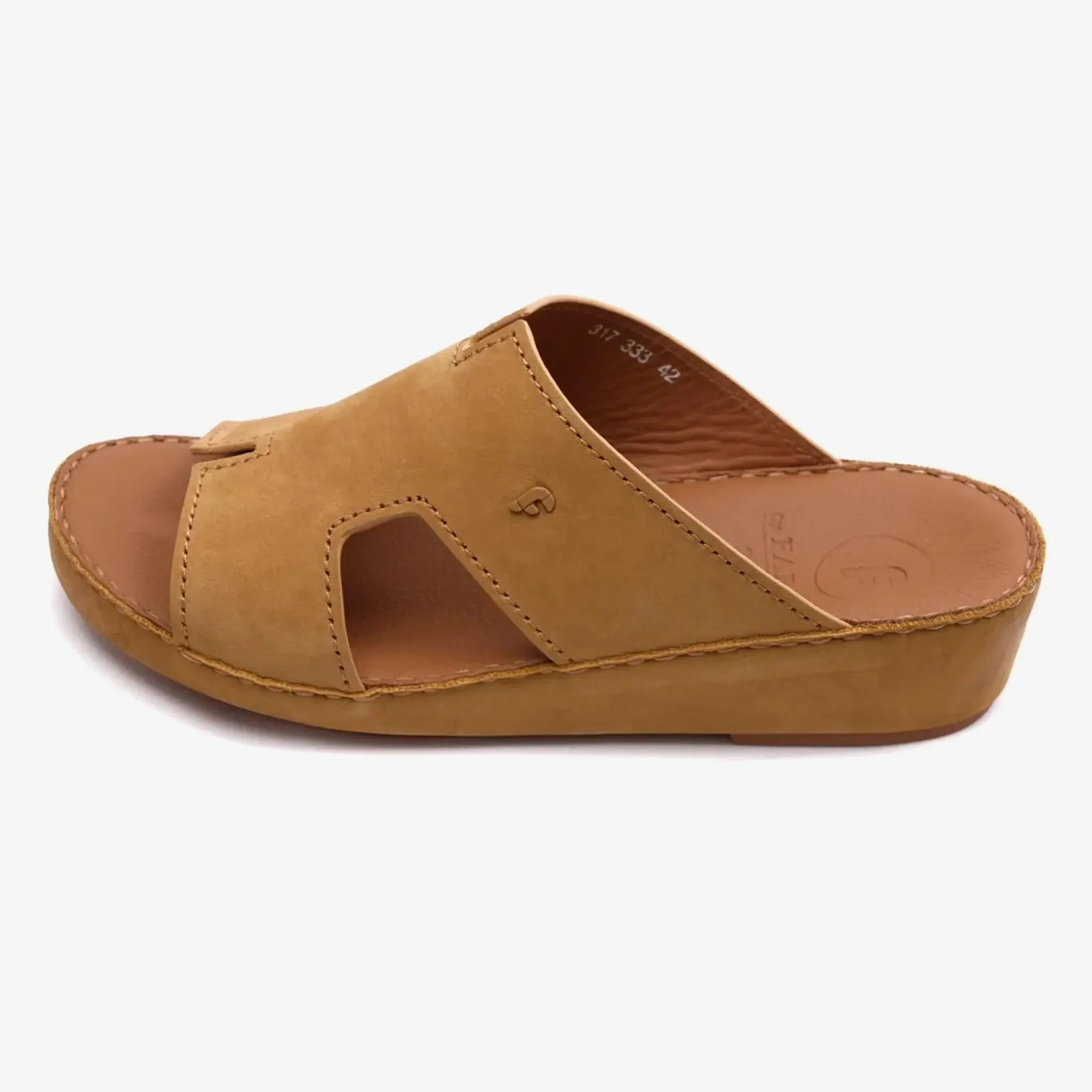 FARADA MENS ARABIC DAVINCI SUEDE SANDALS NATURAL