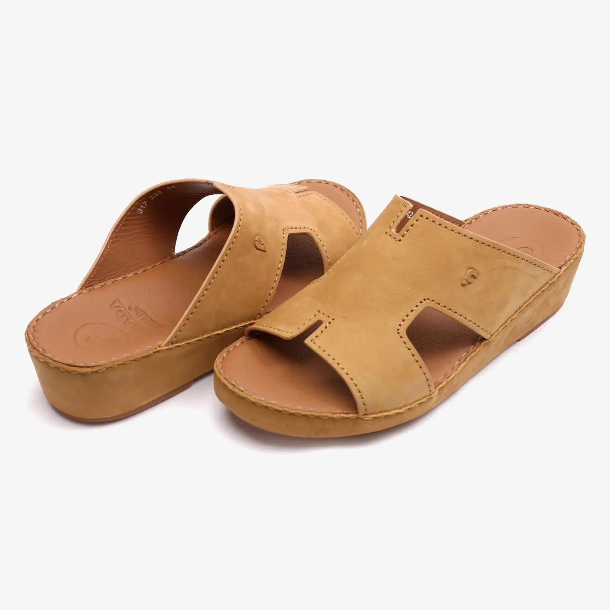 FARADA MENS ARABIC DAVINCI SUEDE SANDALS NATURAL