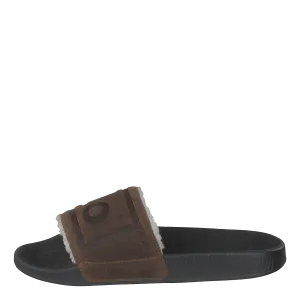 Faux-Shearling–Lined Suede Slide Snuff