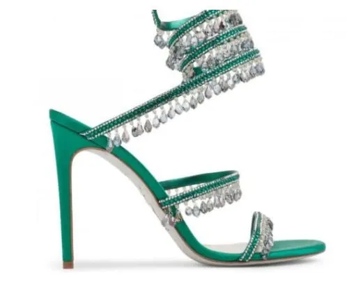 Fishmouth Water Drop Serpentine Wrap Strappy Stiletto Sandals
