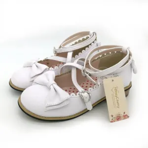 Halloween Joskaa Lolita Shoes Women Flats Low Round With Cross Straps Bow Cute Girls Princess Tea Party Shoes Students Lovely Shoes Size 34-41