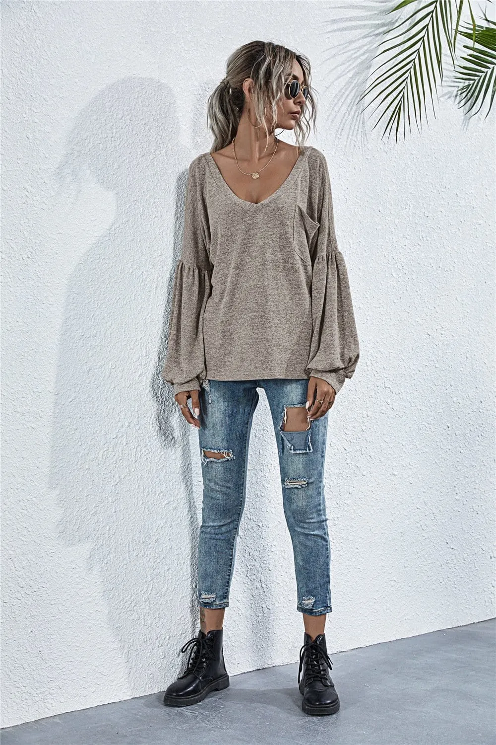 Heather Off-Shoulder Pocket Tunic