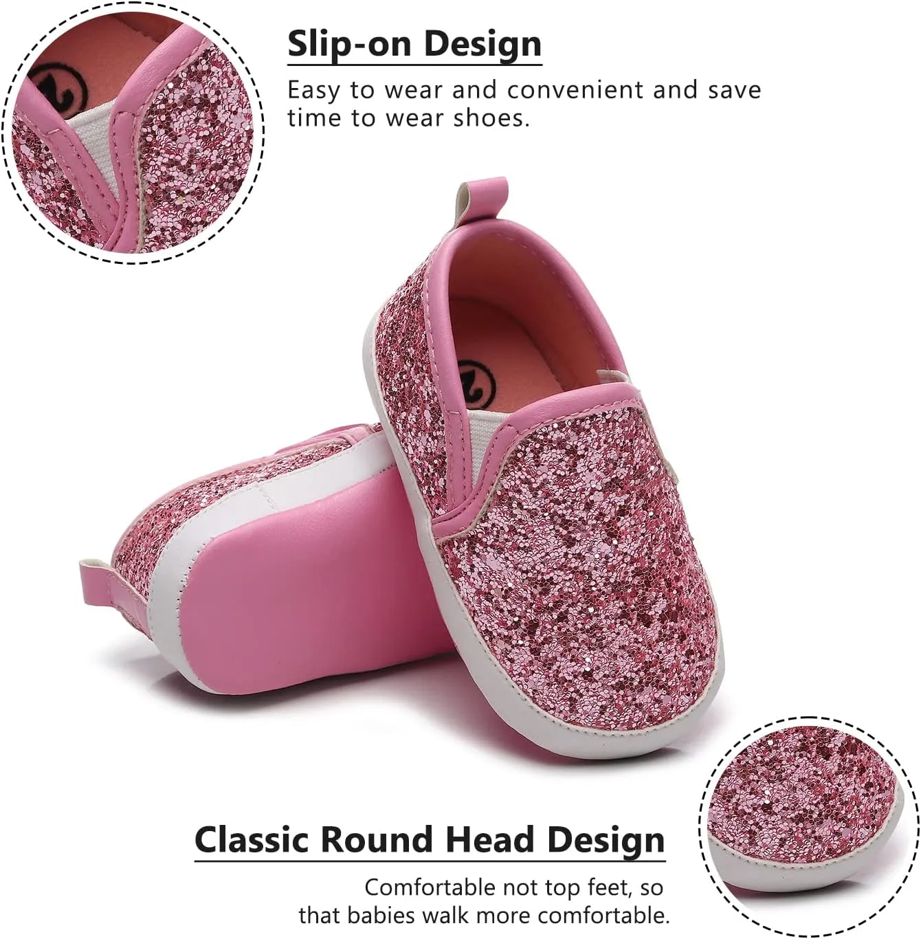 HONGTEYA Baby Boys Girls Shoes Infant Sneakers Baby Moccasins Pu Leather Soft Sole Anti-Slip Flats Toddlers First Walkers Newborn Crib Shoes Tennis Sports Shoes Outdoor Indoor