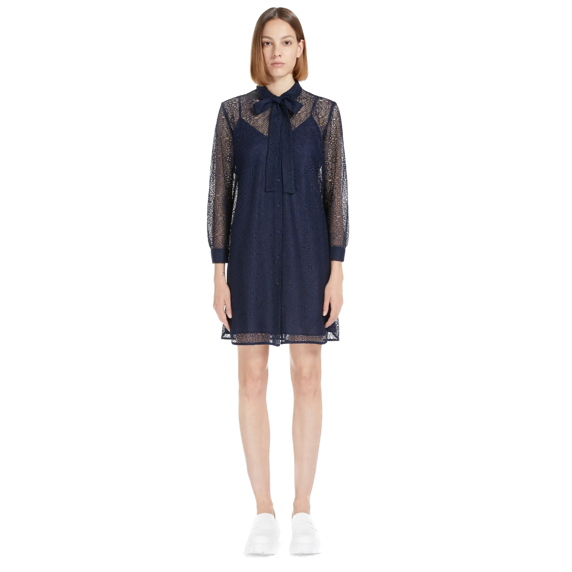 IBL-237621023 IRMA NAVY LACE DRESS