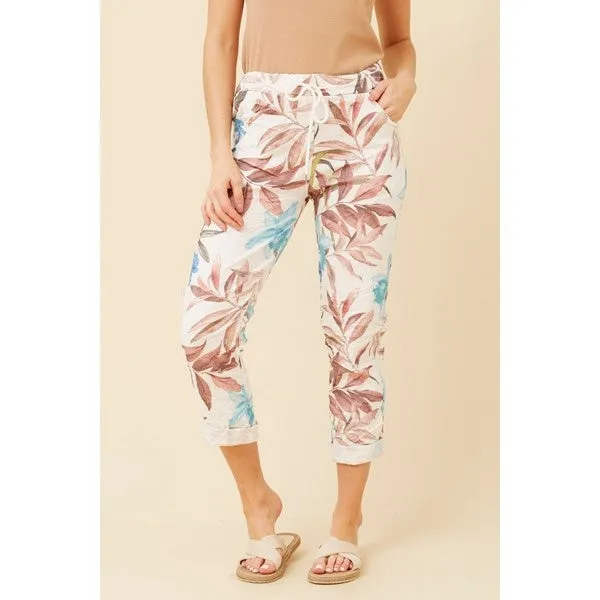 JANJA LEAF PRINT JOGGER PANTS