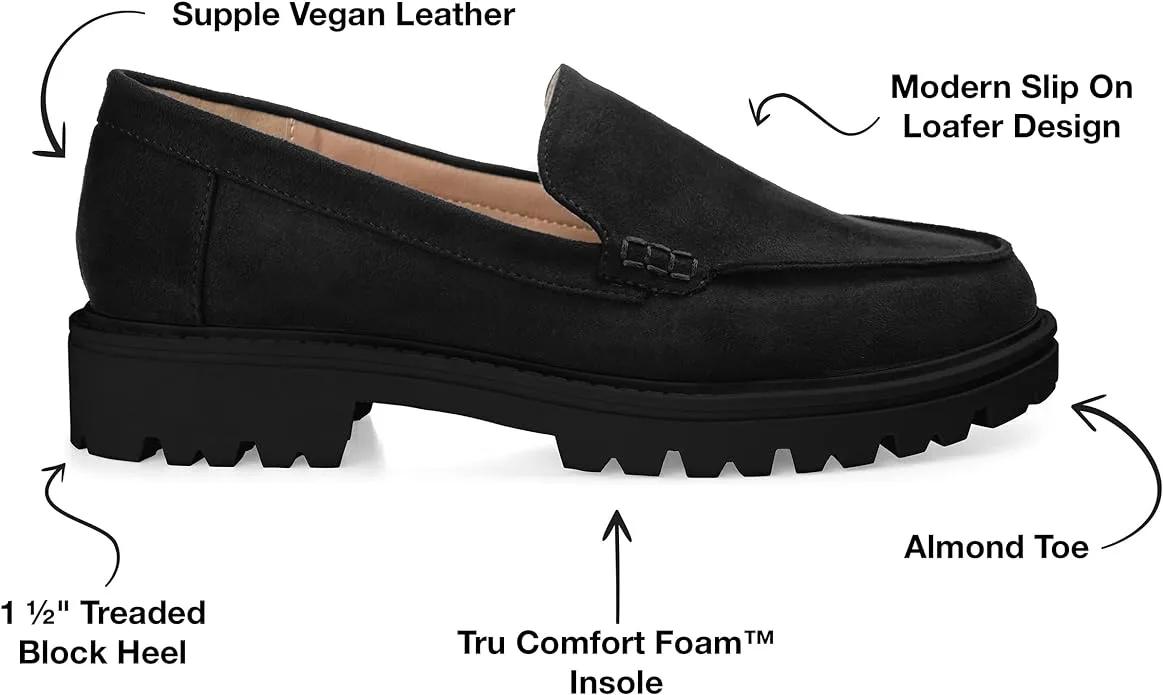 Journee Collection Women's Erika Loafer Almond Toe Slip On Flats  Color Black Size 6.5M
