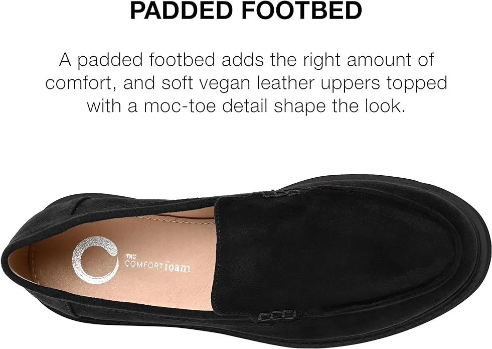 Journee Collection Women's Erika Loafer Almond Toe Slip On Flats  Color Black Size 6.5M