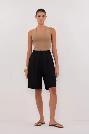 KAYLA BLACK LINEN BERMUDA SHORT
